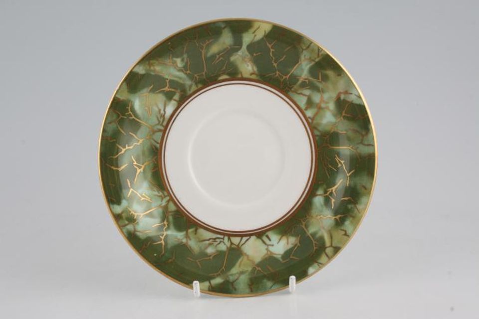 Aynsley Onyx Green - Gold Edge Soup Cup Saucer 6 1/4"