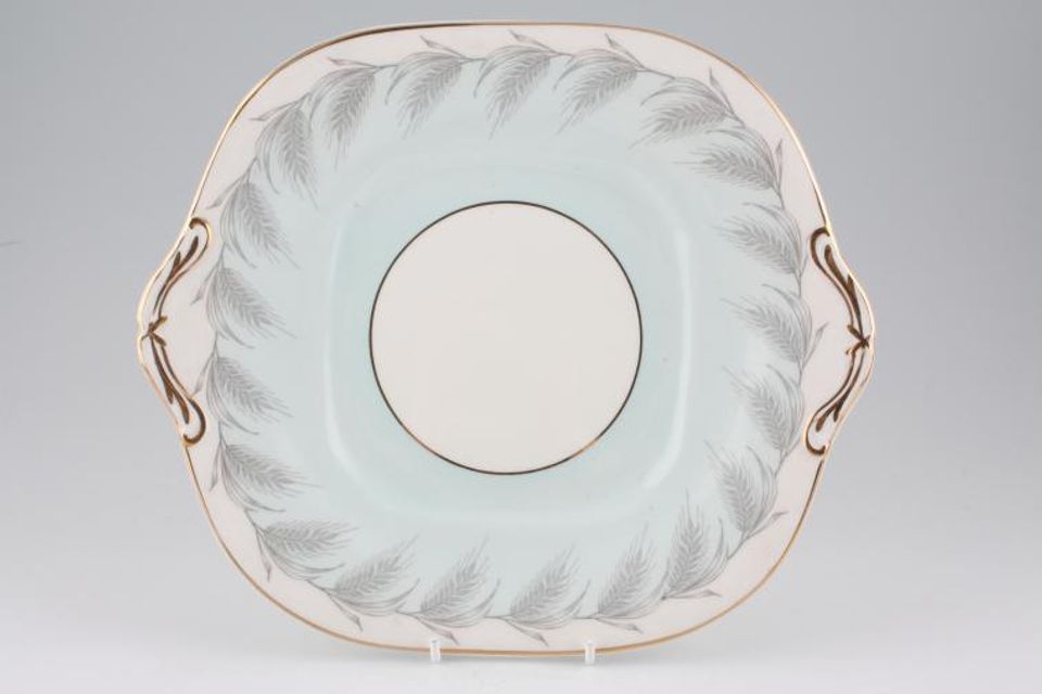 Aynsley Blue Wheat Cake Plate square, eared 10 1/4"