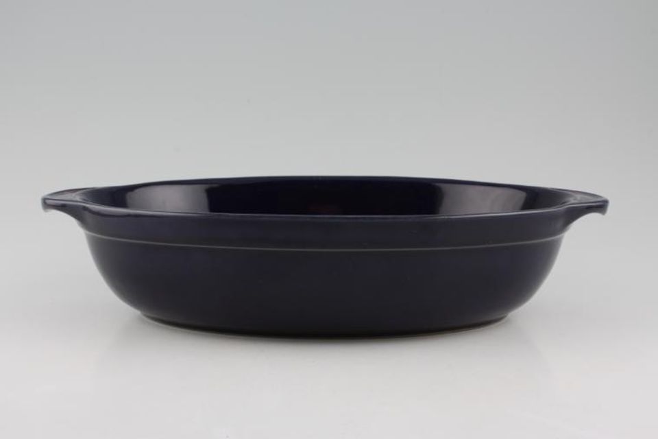 Denby Baroque Serving Dish oval - eared - open - blue patterned inner 12 3/4" x 8" x 2 3/4"