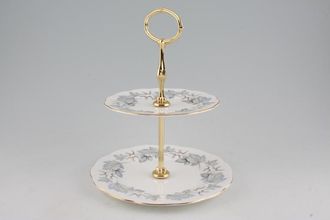 Royal Albert Silver Maple 2 Tier Cake Stand 2 tier 8 1/4" x 6 1/4"
