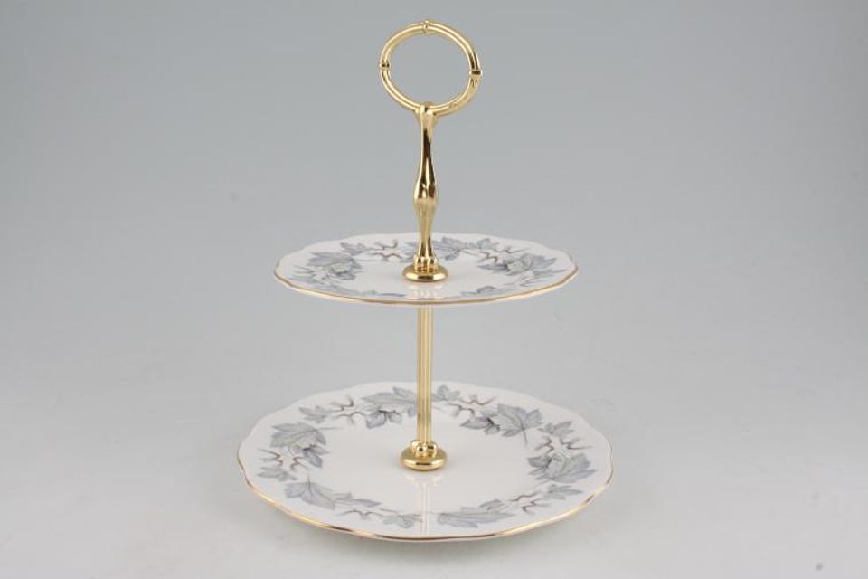 Royal Albert Silver Maple 2 Tier Cake Stand 2 tier 8 1/4" x 6 1/4"