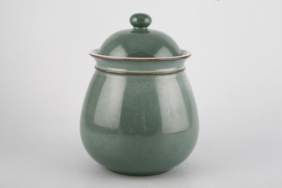 Denby Regency Green Storage Jar + Lid Bulbous Shape 5 1/2"