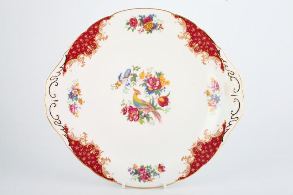 Paragon Rockingham - Red Cake Plate Round - Eared 10 1/2"
