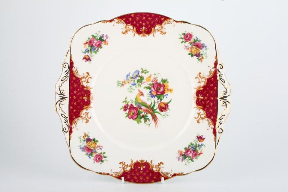 Paragon Rockingham - Red Cake Plate Square - Eared 9 3/4"
