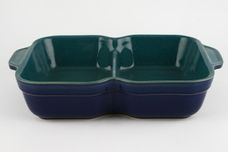 Denby Harlequin Serving Dish oblong-divided-eared-green inner-blue outer 12 1/2" x 8 3/4" x 2 5/8" thumb 1