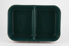 Denby Harlequin Serving Dish oblong- divided- open- green inner- red outer - no handles 11 3/8" x 7 3/4" x 2 1/2" thumb 2