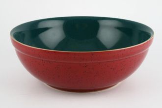 Denby Harlequin Serving Bowl round - green inner - red outer 9 1/8" x 3 1/4"