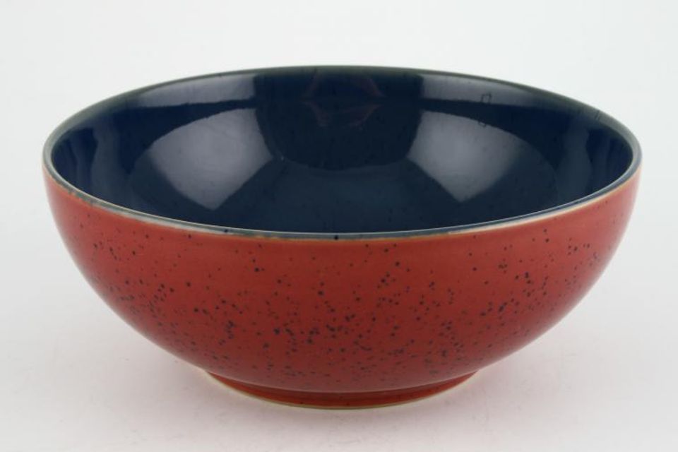 Denby Harlequin Soup / Cereal Bowl Blue inner - Red outer 6 1/2"