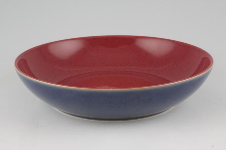 Denby Harlequin Pasta Bowl Red inner- Blue outer 8 3/4"