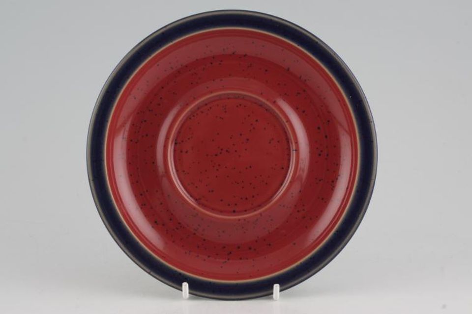 Denby Harlequin Breakfast Saucer Red Inner- Blue rim 6 3/4"