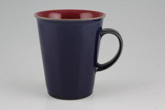 Denby Harlequin Mug Straight Sided, Red Inside, Blue Outside 4" x 4 1/2"