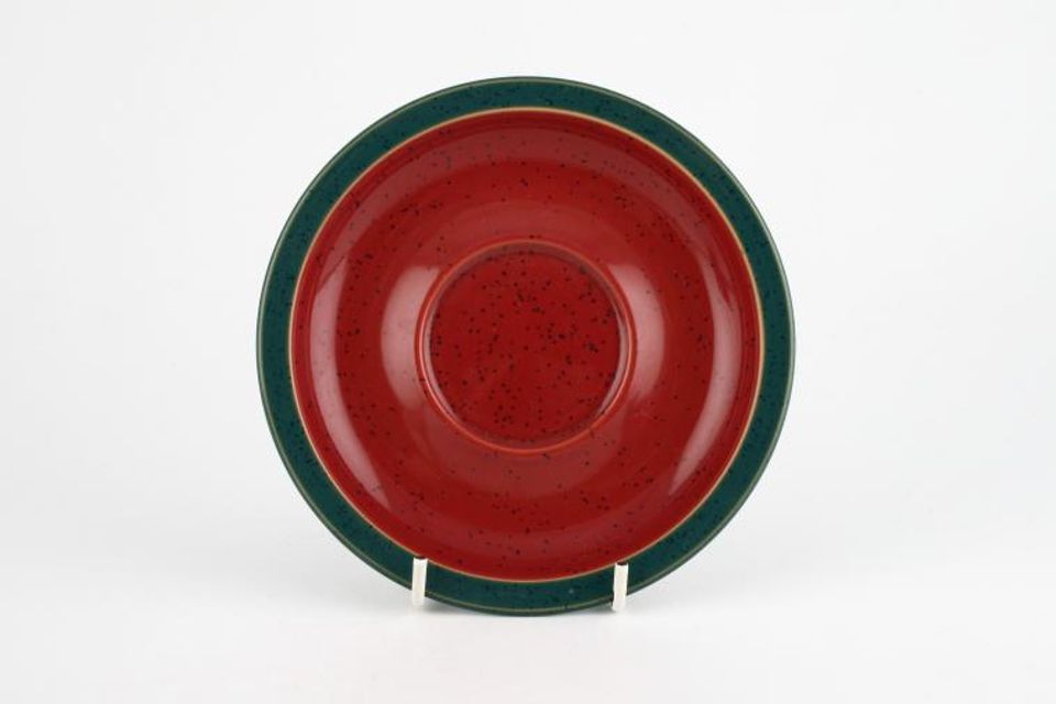 Denby Harlequin Tea Saucer Red inner- Green outer 6"