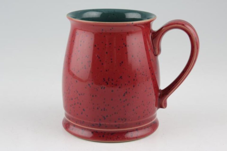 Denby Harlequin Mug TUDOR MUG - tankard shape- green inner - red outer 3" x 4"
