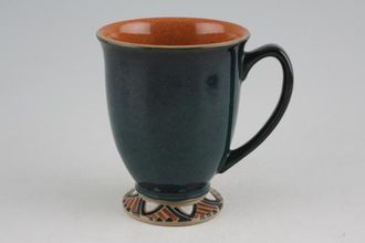 Denby Batik Mugs Mug footed-green outer-rust inner 3 3/8" x 4 1/4"