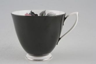Sell Royal Albert Masquerade Teacup black outside, white base and handle with silver trim 3 3/8" x 3"