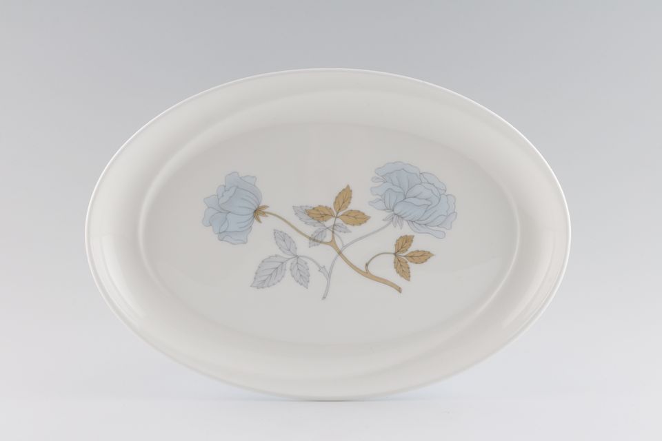 Wedgwood Ice Rose Oval Plate Shape 225 - wide flower spray 10"