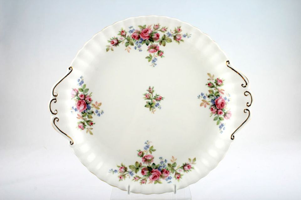 Royal Albert Moss Rose Cake Plate fluted, round 10 1/2"
