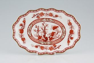 Coalport Indian Tree - Coral Sauce Boat Stand oval - Wavy rim 8 1/4"