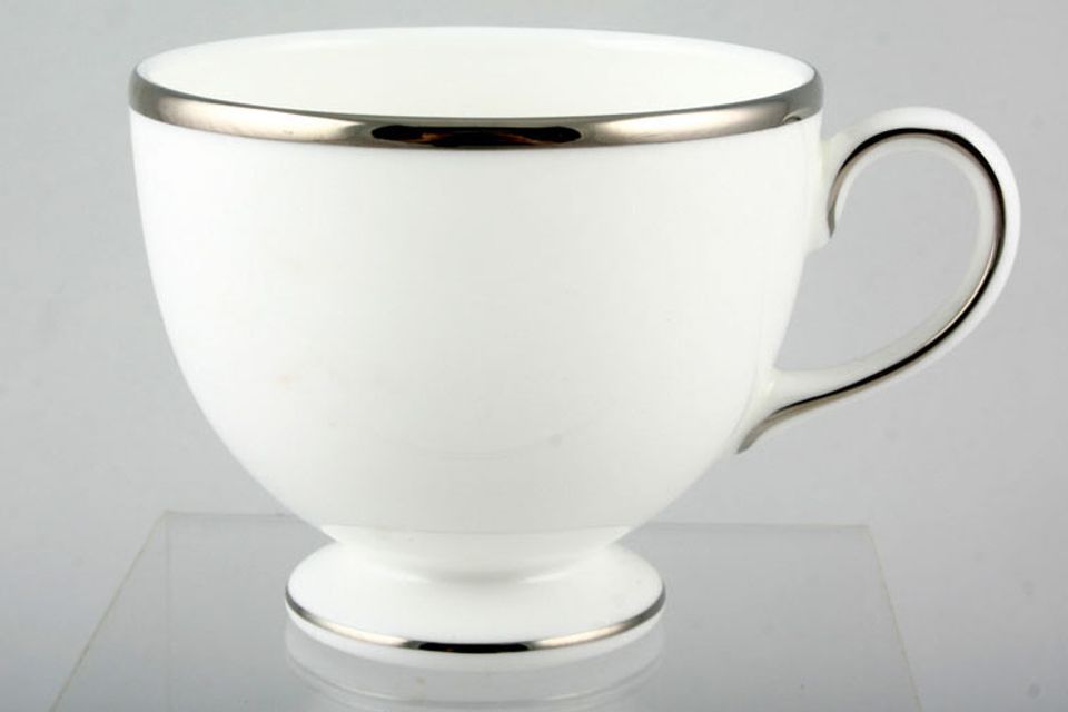 Wedgwood Sterling - White with Silver Band Teacup Leigh cups 3 3/8" x 2 3/4"