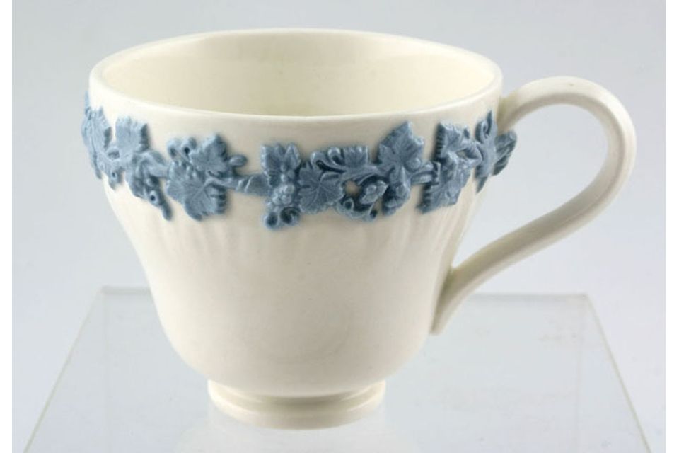 Wedgwood Queen's Ware - Blue Vine on White Coffee Cup 2 5/8" x 2 3/8"
