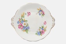 Royal Albert Harvest Bouquet Cake Plate Eared gold scroll end 10" thumb 1