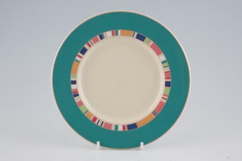 Royal Doulton Carnival - T.C.1299 Tea / Side Plate Turquoise/Striped Rim 6 3/4"