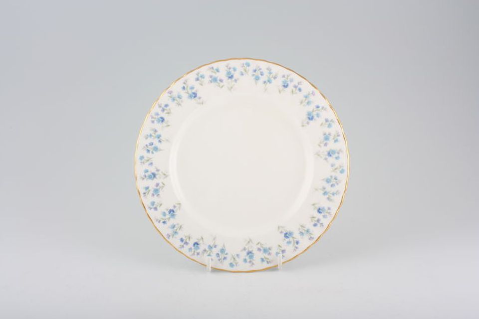 Royal Albert Memory Lane Tea / Side Plate Wavy edge. Made in UK with blue & pink/purple flowers 7"