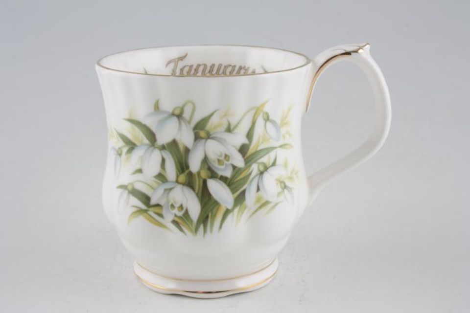 Royal Albert Flower of the Month Series - Montrose Shape Mug January - Snowdrops 3 1/4" x 3 1/4"