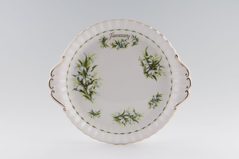 Royal Albert Flower of the Month Series - Montrose Shape Cake Plate January - Snowdrops 10 1/2"