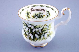 Royal Albert Flower of the Month Series - Montrose Shape Coffee Cup January - Snowdrops 2 7/8" x 2 5/8"