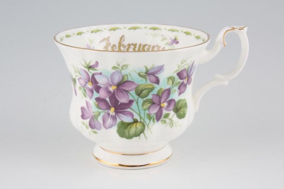 Royal Albert Flower of the Month Series - Montrose Shape Teacup February - Violets 3 1/2" x 2 3/4"