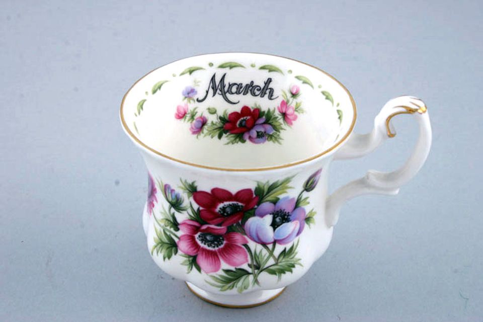 Royal Albert Flower of the Month Series - Montrose Shape Coffee Cup March - Anemones 2 7/8" x 2 5/8"
