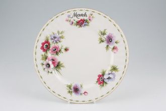 Royal Albert Flower of the Month Series - Montrose Shape Salad/Dessert Plate March - Anemones 8"