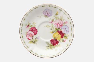 Royal Albert Flower of the Month Series - Montrose Shape Coffee Saucer April - Sweet Pea 4 3/4"