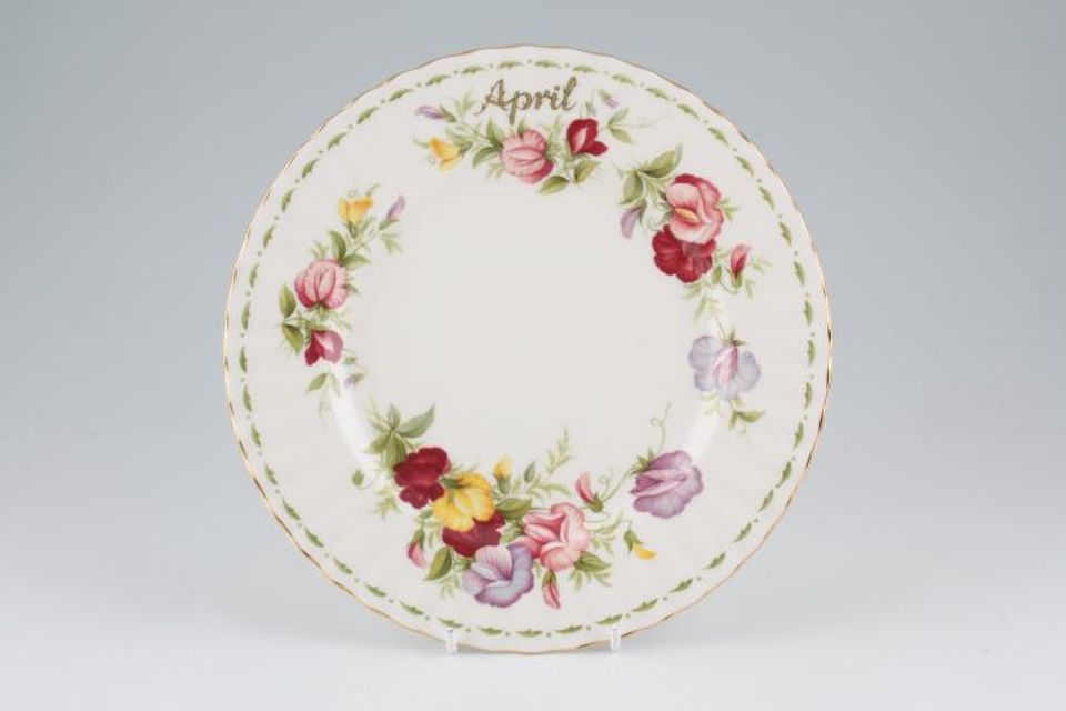 Royal Albert Flower of the Month Series - Montrose Shape Salad/Dessert Plate April - Sweet Pea 8"