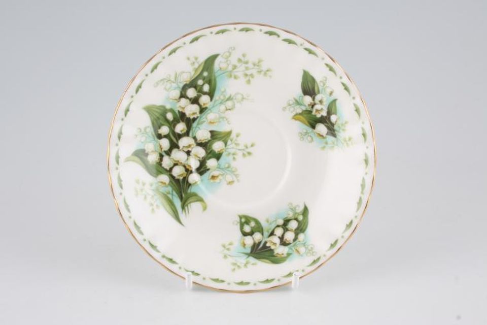 Royal Albert Flower of the Month Series - Montrose Shape Tea Saucer May - Lily of the Valley 5 1/2"