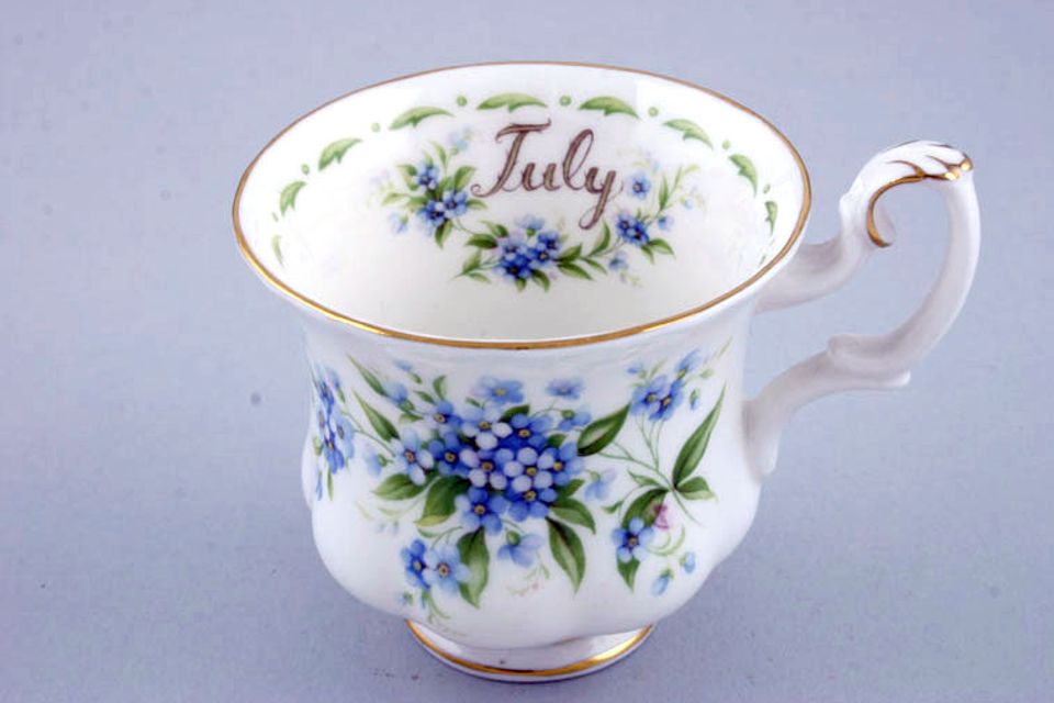 Royal Albert Flower of the Month Series - Montrose Shape Coffee Cup July - Forget Me Not 2 7/8" x 2 5/8"