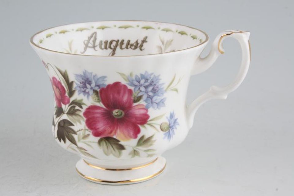 Royal Albert Flower of the Month Series - Montrose Shape Teacup August - Poppy 3 1/2" x 2 3/4"