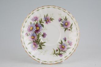 Royal Albert Flower of the Month Series - Montrose Shape Tea Saucer September - Michaelmas Daisy 5 1/2"