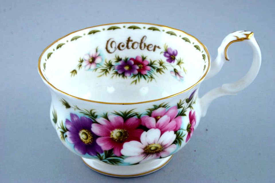 Royal Albert Flower of the Month Series - Montrose Shape Breakfast Cup October - Cosmos 4 1/4" x 2 3/4"