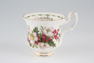Royal Albert Flower of the Month Series - Montrose Shape Coffee Cup December - Christmas Rose 2 7/8" x 2 5/8"