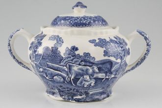 Adams English Scenic - Blue - Old Backstamp Sugar Bowl - Lidded (Tea)