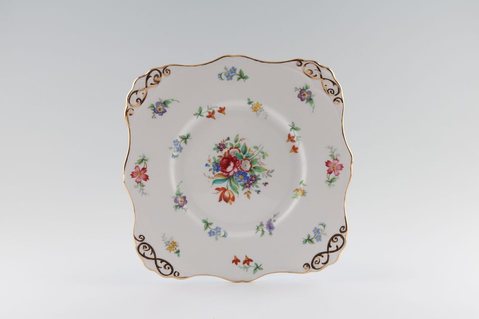 Tuscan & Royal Tuscan Bouquet Cake Plate square, eared corners 8 7/8"