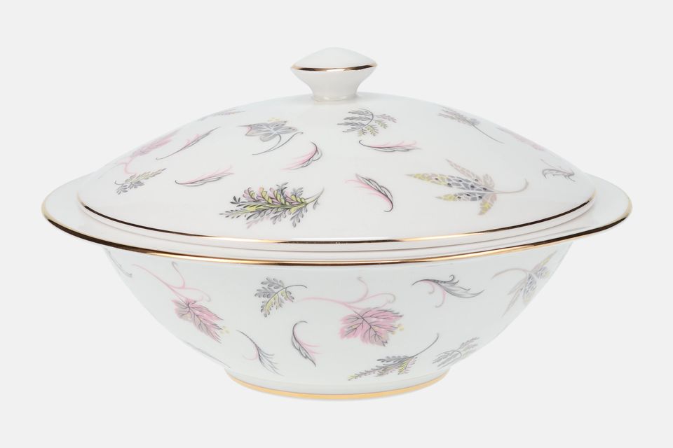 Tuscan & Royal Tuscan Windswept - white background, gold rim Vegetable Tureen with Lid no handles