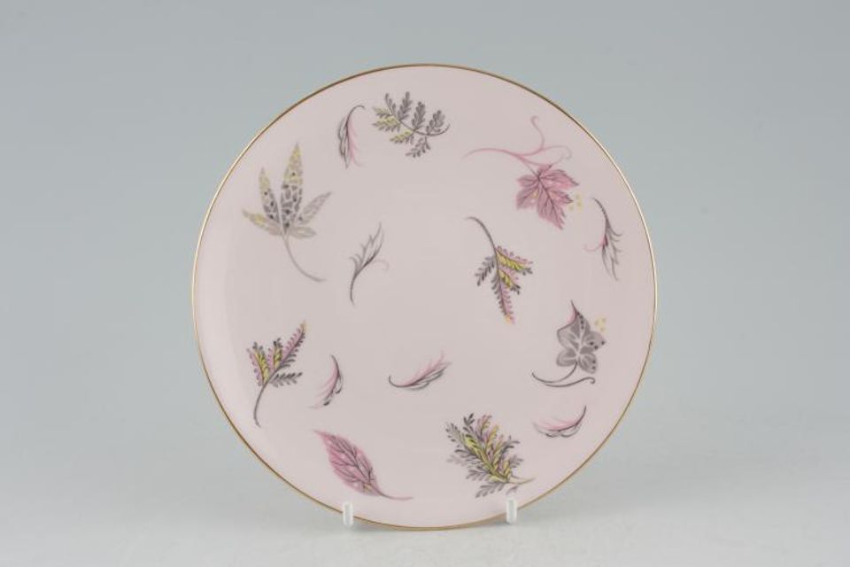 Tuscan & Royal Tuscan Windswept - pink background, gold rim Tea / Side Plate flat, smooth edge 6 1/2"