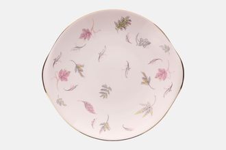 Tuscan & Royal Tuscan Windswept - pink background, gold rim Cake Plate eared, smooth edge 10"