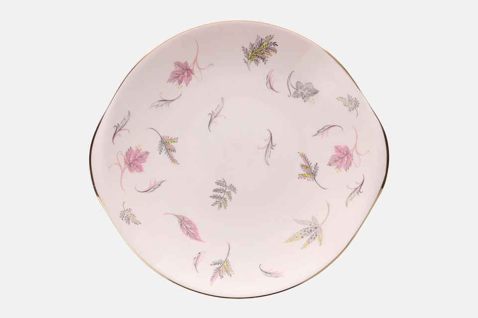 Tuscan & Royal Tuscan Windswept - pink background, gold rim Cake Plate eared, smooth edge 10"