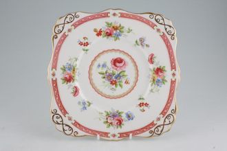 Tuscan & Royal Tuscan Lowestoft - pink Cake Plate square, eared corners 8 7/8"