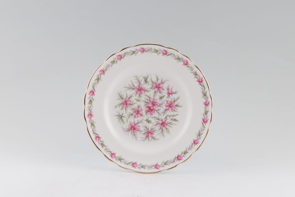 Tuscan & Royal Tuscan Love In The Mist - white background, pink flowers Tea / Side Plate 7"