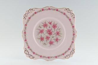 Tuscan & Royal Tuscan Love In The Mist - pink background, pink flowers Cake Plate square, eared corners 8 3/4"